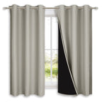 NICETOWN Natural 100% Blackout Lined Curtains, 2 Thick Layers Completely Blackout Window Treatment Panels Thermal Insulated Drapes for Kitchen (1 Pair, 42" Width x 63" Length Each Panel)