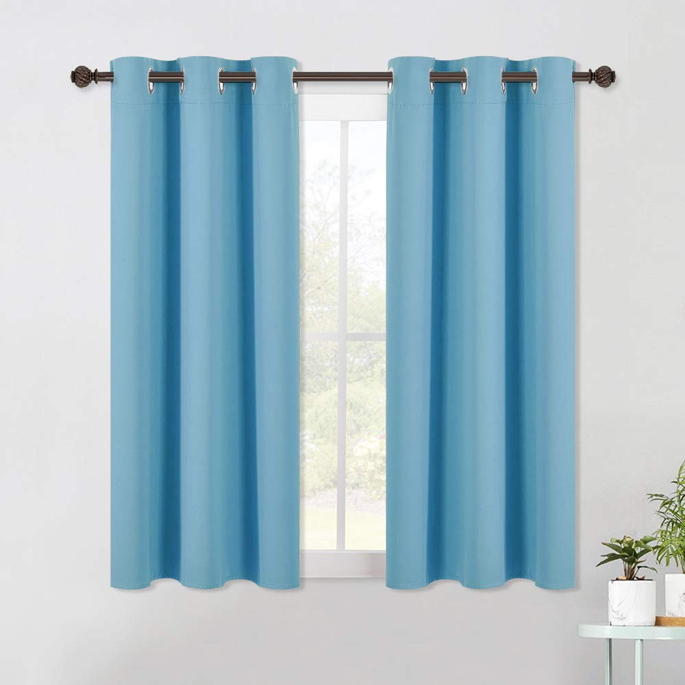 NICETOWN Blackout Curtain Panels for Bedroom, 2 Panels, W42 x L60 inches, Teal Blue, Thermal Insulated Grommet Top Blackout Draperies and Drapes