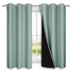 NICETOWN 100% Blackout Lined Curtains, Seafoam Green, 1 Pair, 42" Width x 63" Length Each Panel, 2 Thick Layers Completely Blackout Window Treatment Panels Thermal Insulated Drapes for Kitchen