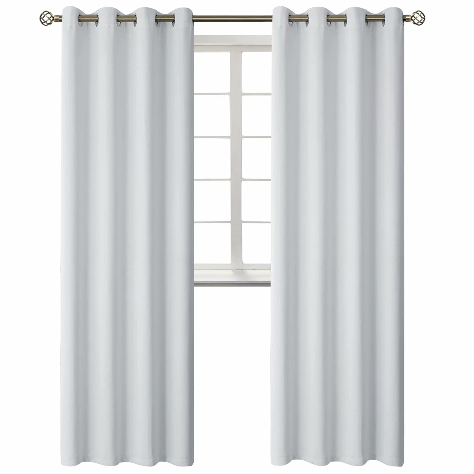 BGment Room Darkening Curtains 95 Inches Long - Grommet Thermal Insulated Drapes Window Treatment Curtains for Bedroom, 2 Panels, 52 x 95 Inch, Greyish White