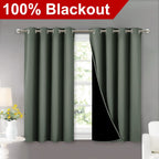 NICETOWN Dark Mallard 100% Blackout Curtains 45 inches Long, 2 Thick Layers Completely Blackout Window Treatment Thermal Insulated Lined Drapes for Small Window (1 Pair, 52 inches Width Each Panel)