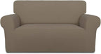 PureFit Super Stretch Sofa Slipcover – Spandex Non Slip Soft Couch Sofa Cover, Washable Furniture Protector with Non Skid Foam and Elastic Bottom for Kids, Pets （Loveseat, Natural）