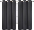 LEMOMO Dark Grey Thermal Blackout Curtains/38 x 63 Inch/Set of 2 Panels Room Darkening Curtains for Bedroom
