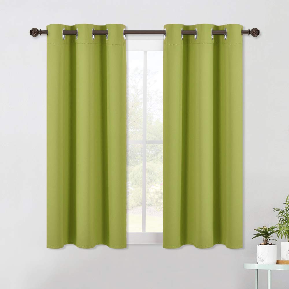 NICETOWN Blackout Curtain Panels for Bedroom, 2 Panels, Fresh Green, W42 x L40-inch, Thermal Insulated Grommet Top Blackout Draperies and Drapes for Basement