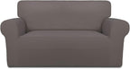 PureFit Super Stretch Sofa Slipcover – Spandex Non Slip Soft Couch Sofa Cover, Washable Furniture Protector with Non Skid Foam and Elastic Bottom for Kids, Pets （Loveseat, Taupe）