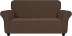 ZNSAYOTX Super Stretch Loveseat Covers (57"-70"), New Striped Love Seat Slipcover, Dogs Pet Friendly Anti-Slip Couch Protector Spandex Durable 2 Seater Fabric Sofa Cover (Coffee, Loveseat)