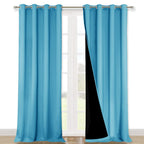 NICETOWN 100% Blackout Blinds, Set of 2, 46" x 96", Teal Blue, Laundry Room Decor Window Treatment Curtains for Large Patio Sliding Door, Thermal Insulated Curtains for Bedroom