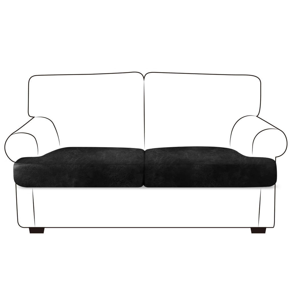 ANARACHON Leather Look Couch Cushion Covers Sofa Seat Slipcovers Sets Couches Furniture Protector for Sectional Armchair Loveseat Pets Kids Stretch Spandex Fabric (2 T-Cushion Loveseat, Black)