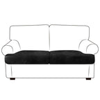 ANARACHON Leather Look Couch Cushion Covers Sofa Seat Slipcovers Sets Couches Furniture Protector for Sectional Armchair Loveseat Pets Kids Stretch Spandex Fabric (2 T-Cushion Loveseat, Black)