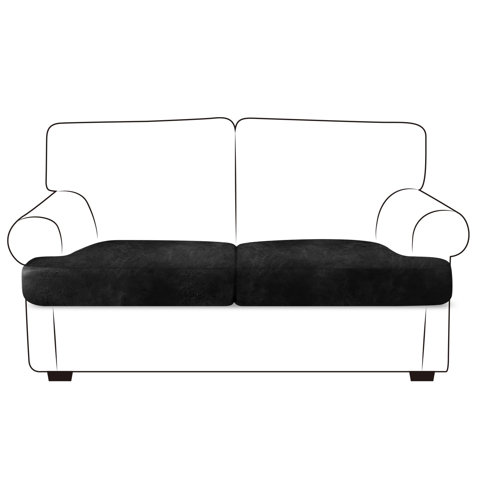 ANARACHON Leather Look Couch Cushion Covers Sofa Seat Slipcovers Sets Couches Furniture Protector for Sectional Armchair Loveseat Pets Kids Stretch Spandex Fabric (2 T-Cushion Loveseat, Black)