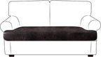 Leather Look Couch Cushion Covers Sofa Seat Slipcovers Sets Couches Furniture Protector for Sectional Armchair Loveseat Pets Kids Stretch Spandex Fabric (1 T-Cushion loveseat, Chocolate)