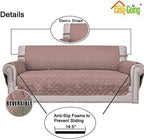 Easy-Going 4 Seater Sofa Slipcover Reversible Sofa Cover Water Resistant Couch Cover with Foam Sticks Elastic Straps Furniture Protector for Pets Children Dog Cat (XX-Large, Pink/Beige)