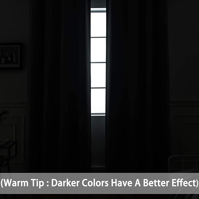 Yakamok Dove Grey Curtains 54 Inches Length Blackout Curtain for Bedroom-Green Room Darkening Thermal Insulated Grommet Drapes for Living Room, 52W x 54L,2 Panels