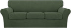 Turquoize 4 Piece Sofa Covers for 3 Cushion Couch Sofa Slipcover Soft Couch Cover for Dogs-Washable Sofa Furniture Covers with 3 Individual Cushion Covers (3 Cushion Sofa, Bronze Green)