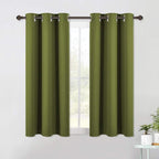 NICETOWN Blackout Curtains & Drapes for Bedroom, Olive Green, W34 x L48, Set of 2, Triple Weave Grommet Top Thermal Insulated Light Blocking Panels for Bathroom/Living Room