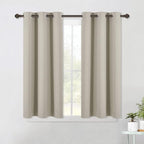 NICETOWN Modern Blackout Curtains Noise Reducing, Thermal Insulated and Privacy Room Darkening Drape Panels for Boy's Guest Room Door Small Short Window (Natural, 2 Panels, W42 x L45 -Inch)