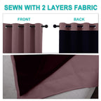 NICETOWN 100% Blackout Short Curtains with Black Liners, 2 Panels, 37" W by 40" L, Dry Rose, Solid Thermal Insulated Full Blackout 2-Layer Lined Drapes, Energy Efficiency Window Draperies for Bedroom