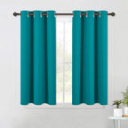 NICETOWN ROM Darkening Curtains 45 inch Length 2 Panels, Thermal Insulated Grommet Blackout Curtains for Modern Casual Elegant Bedroom Kids Room Theme Decoration (Peacock Teal, 2 Pieces, W42)