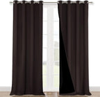 NICETOWN Cold Blocking 100% Blackout Curtains, Durable Black Lined Blackout Curtains for Bedroom, Energy Saving Long Curtains for Patio Sliding Glass Door, Brown, 52 inches x 95 inches, 2 Panels