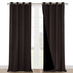 NICETOWN 100% Blackout Blinds, Set of 2, 46" x 96", Brown, Laundry Room Decor Window Treatment Curtains for Large Patio Sliding Door, Thermal Insulated Curtains for Bedroom