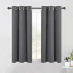 NICETOWN Bedroom Curtains Blackout Drapery Panels, Three Pass Microfiber Thermal Insulated Solid Ring Top Blackout Window Curtains/Drapes (Two Panels, 42 x 54 Inch, Gray)