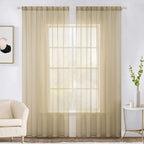 MIULEE 2 Panels Sheer Curtains for Living Room 54 X 96 Inches Beige