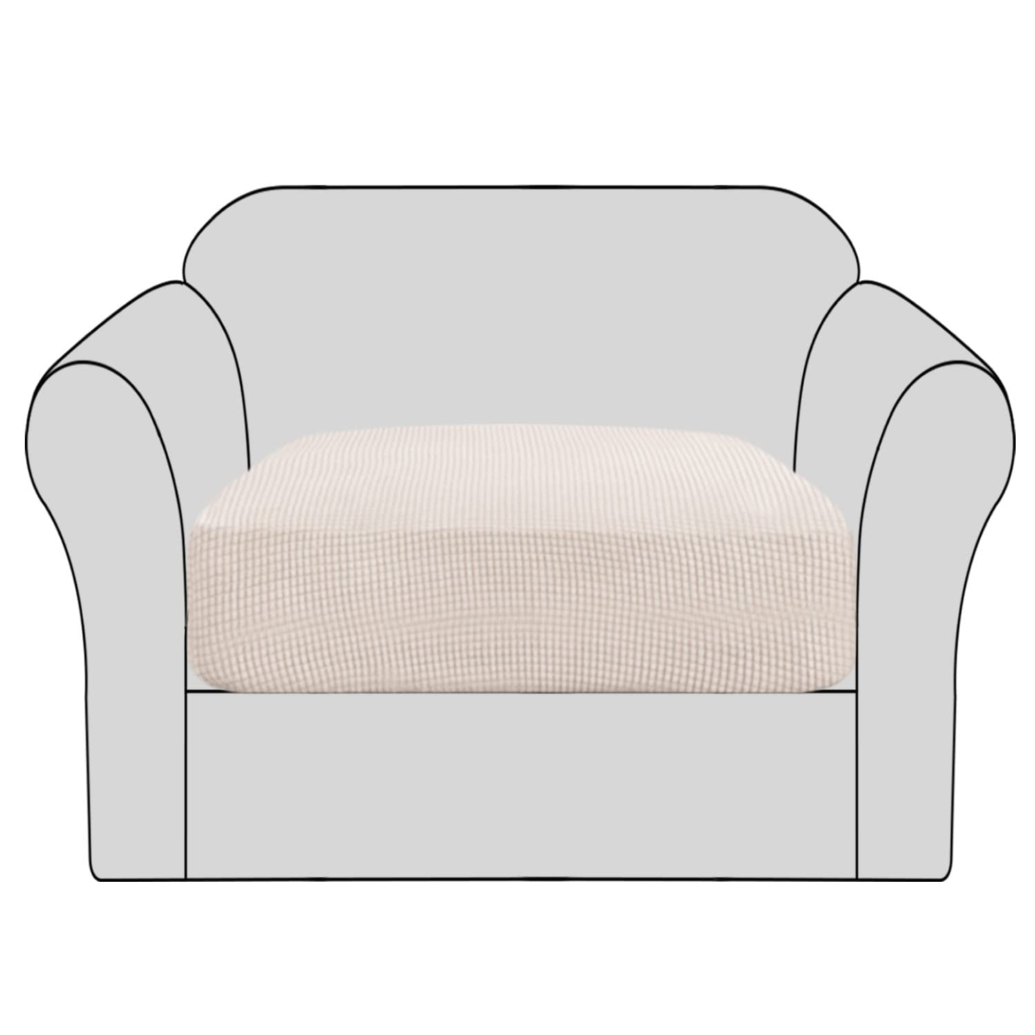 H.VERSAILTEX Stretch Couch Cushion Covers Individual Seat Sofa Chair Slipcovers Cushion Protector Cover Featuring Jacquard Textured Twill Fabric(1 Cushion Chair Cover, Ivory)