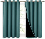 NICETOWN Small 100% Blackout Curtains with Black Liners, Thermal Insulated 2-Layer Lined Drapes, Energy Efficiency Window Draperies for Dining Room (Sea Teal, 2 Panels, 52-inch W by 45-inch L)