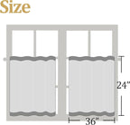 Boho Kitchen Cafe Curtain 24 Inch Length, 36 Inch Width, Single Panel Beige Linen Blend Embroidered Tier Curtain, Light Filtering for Small Window