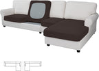 Easy-Going Stretch 4 Pieces Couch Cushion Covers for Sectional Sofa Left/Right L Shape Chaise Lounge Sofa Seat slipcover Anti-Slip Sofa Cover Soft (3 Seater + 1 Chaise, Chocolate)