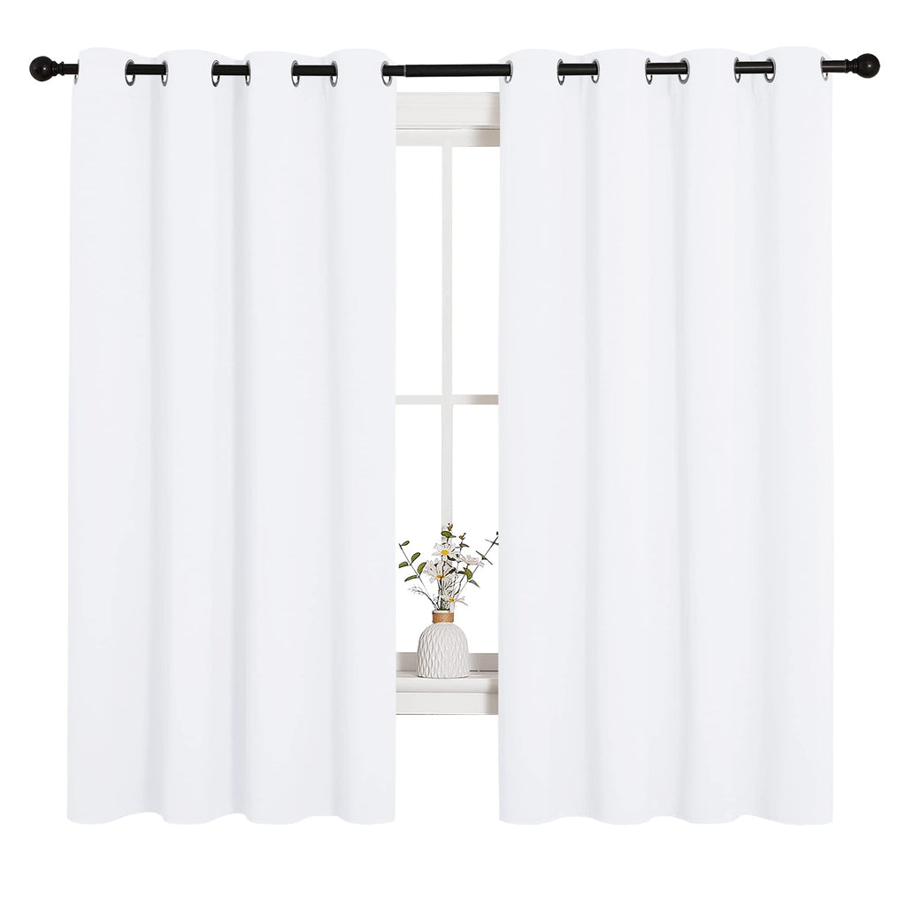 NICETOWN Draperies Curtains Panels, Blocking Out 50% Sunlight Window Treatment Curtains, Small Window Drapes for Bedroom (2 Panels, 55 by 68, White)