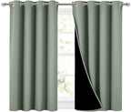 NICETOWN Greyish Green 100% Blackout Curtains 45 inches Long, 2 Thick Layers Completely Blackout Window Treatment Thermal Insulated Lined Drapes for Small Window (1 Pair, 52 inches Width Each Panel)