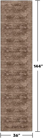 Hazo Haus Brown Neutral Boho Washable 3x12 Extra Long Hallway Runner Rug, Waterproof Large Kitchen Floor Rug Indoor, Non-Slip Stain & Fade Resistant, Vintage Dark Earthy Taupe Decor