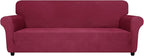 ZNSAYOTX Oversized Super Stretch Couch Cover (92"-115"), New Universal Sofa Covers Comfortable & Durable, Dog Cat Pets Friendly Extra Large Spandex Sofa Slipcovers (Wine Red, XL Sofa)