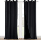 NICETOWN Full Shading Curtains 90 inches Long 2 Panels Set for Windows, Super Heavy-Duty Black Lined Blackout Curtains for Bedroom, Privacy Assured Window Treatment (Black, 52 inches W)