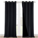 NICETOWN Extra Long Truly Blackout Drapes for Hall and Villa, 100% Blackout Window Curtain Panels with Black Lined for Night Shift Worker, 52-inch Width Each Panel, 108-inch Length, Black, 2 Pieces