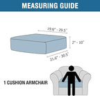 H.VERSAILTEX Velvet Stretch Couch Cushion Cover Plush Cushion Slipcover for Chair Cushion Furniture Protector Seat Cushion Sofa Cover (1 Piece Armchair Cushion Covers, Grey Striped)