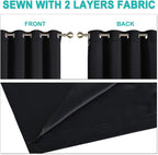 NICETOWN 100% Blackout Curtains with Black Liners, Thermal Insulated Full Blackout 2-Layer Lined Drapes, Energy Efficiency Window Draperies for Bedroom (Black, 2 Panels, 55-inch W by 68-inch L)