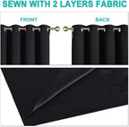 NICETOWN High-End Thermal Kitchen Curtains, Black, 37" Wide Per Panel, Set of 2 Panels, Full Blackout Curtains 80 Inches Long for Dining Room, Soundproof Window Treatment Drapes for Hall Room