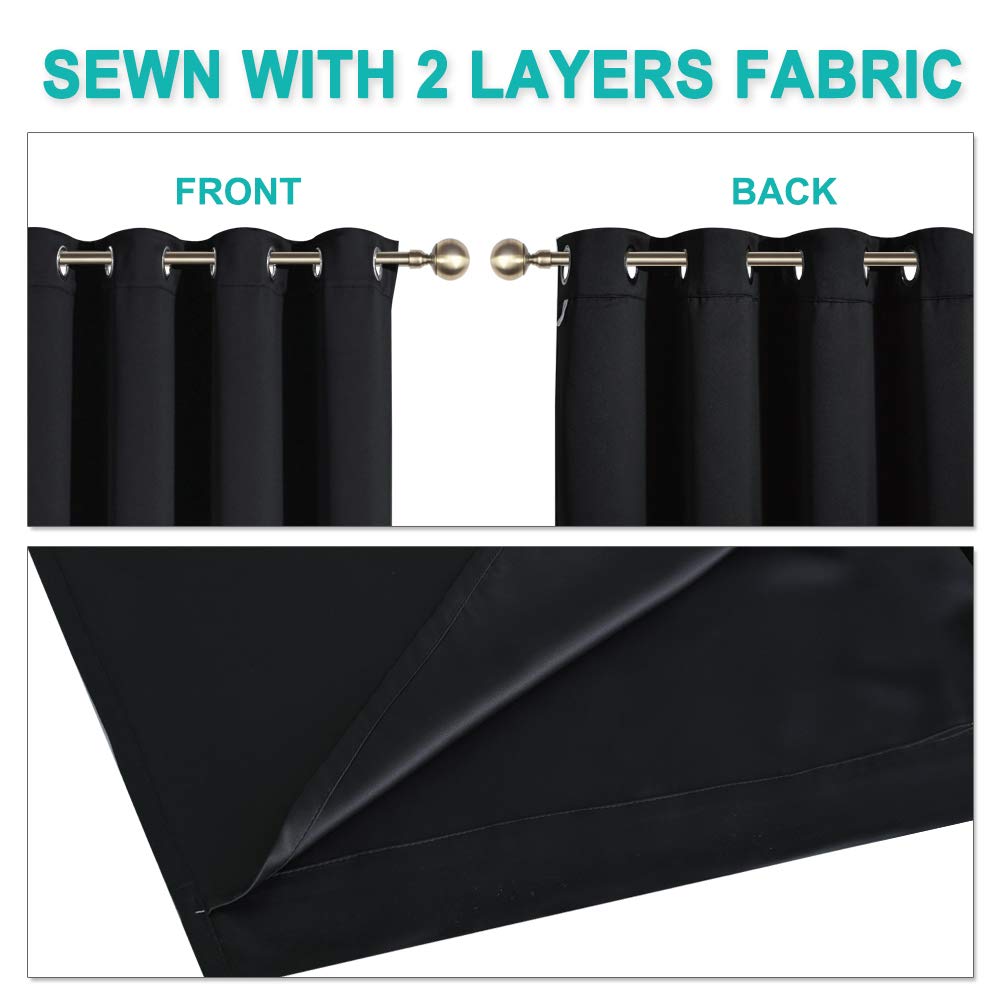NICETOWN High-End Thermal Curtains, Full Blackout Curtains 86 inches Long for Dining Room, Soundproof Window Treatment Drapes for Hall Room, Black, 55 inches Wide Per Panel, Set of 2 Panels