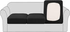 H.VERSAILTEX Super Stretch Couch Cushion Covers Sofa Cushion Slipcovers Jacquard Fabric Individual Seat Couch Slipcover Sets for Pets with Elastic Bottom(3 Packs Cushion Sofa Covers, Black)