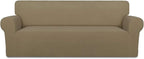 PureFit Super Stretch Sofa Slipcover – Spandex Non Slip Soft Couch Sofa Cover, Washable Furniture Protector with Non Skid Foam and Elastic Bottom for Kids, Pets （Oversized Sofa, Tan）