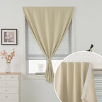 Self Adhesive Portable Blackout Curtains for Bedroom Easy to Install Window Thermal Lnsulated Kitchen Room Darkening Small Window Curtains, 47" W X 96" L, Beige, 1 Panel