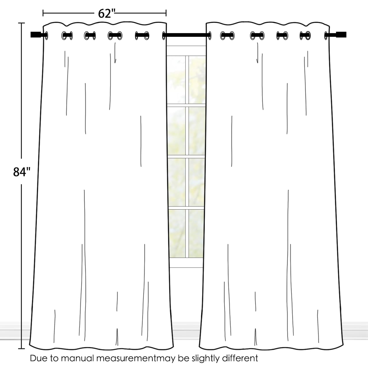 SimpleHome Ombre Black to Grey White Curtains for Living Room 62Wx84L