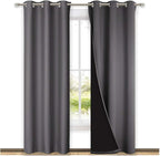NICETOWN Room Warming Blackout Curtains 80 inches Long, Full Light Blocking Drapes with Black Liner for Nursery, Thermal Insulated Draperies for Hall, Villa (Grey, 2 Pieces, 42" Wide Each Panel)