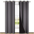 NICETOWN Room Warming Blackout Curtains 80 inches Long, Full Light Blocking Drapes with Black Liner for Nursery, Thermal Insulated Draperies for Hall, Villa (Grey, 2 Pieces, 42" Wide Each Panel)