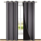 NICETOWN Room Warming Blackout Curtains 80 inches Long, Full Light Blocking Drapes with Black Liner for Nursery, Thermal Insulated Draperies for Hall, Villa (Grey, 2 Pieces, 42" Wide Each Panel)