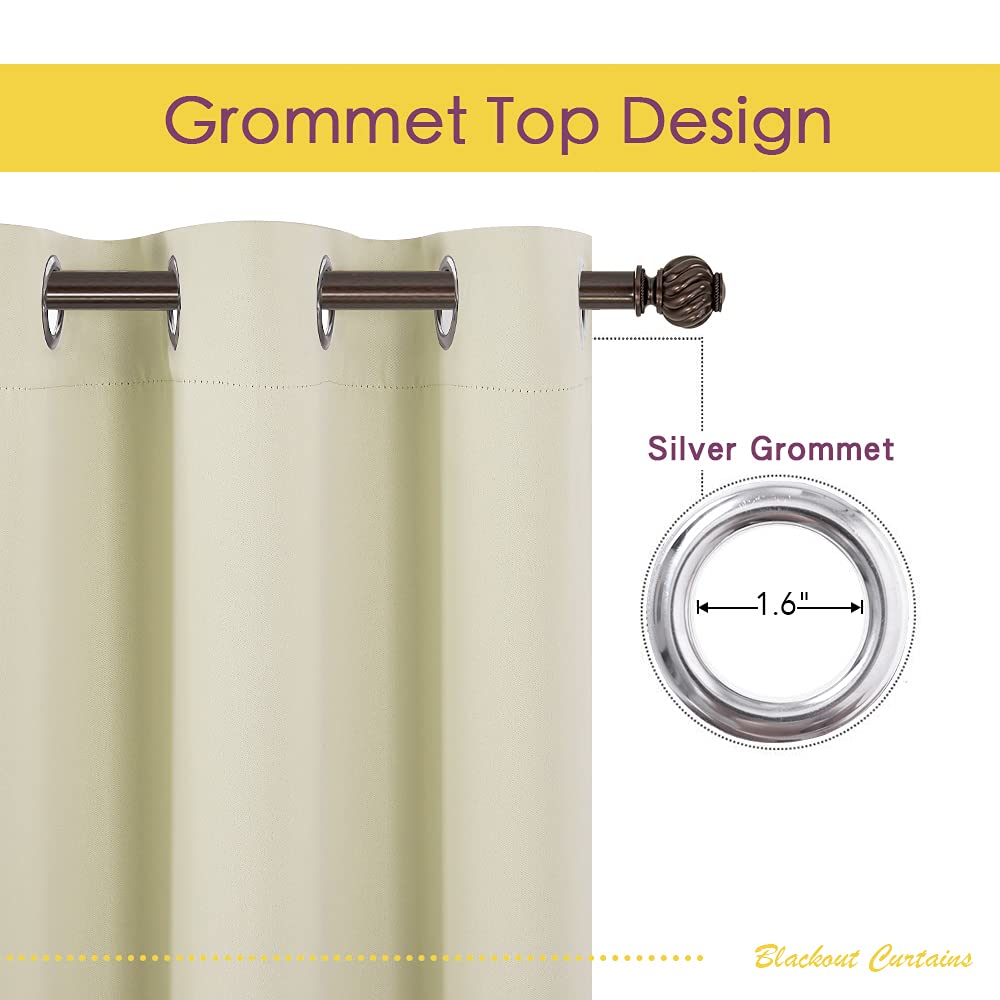 NICETOWN Room Darkening Draperies Window Curtain Panels, Thermal Insulated Grommet Room Darkening Curtains for Bedroom (Beige, 2 Panels, W60 x L84 -inch)