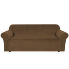 H.VERSAILTEX Stretch Velvet Sofa Covers for 3 Cushion Couch Covers Furniture Protector Soft with Non Slip Elastic Bottom, Crafted from Thick Comfy Rich Velour (Large Sofa 90"-97", Bronze Brown)