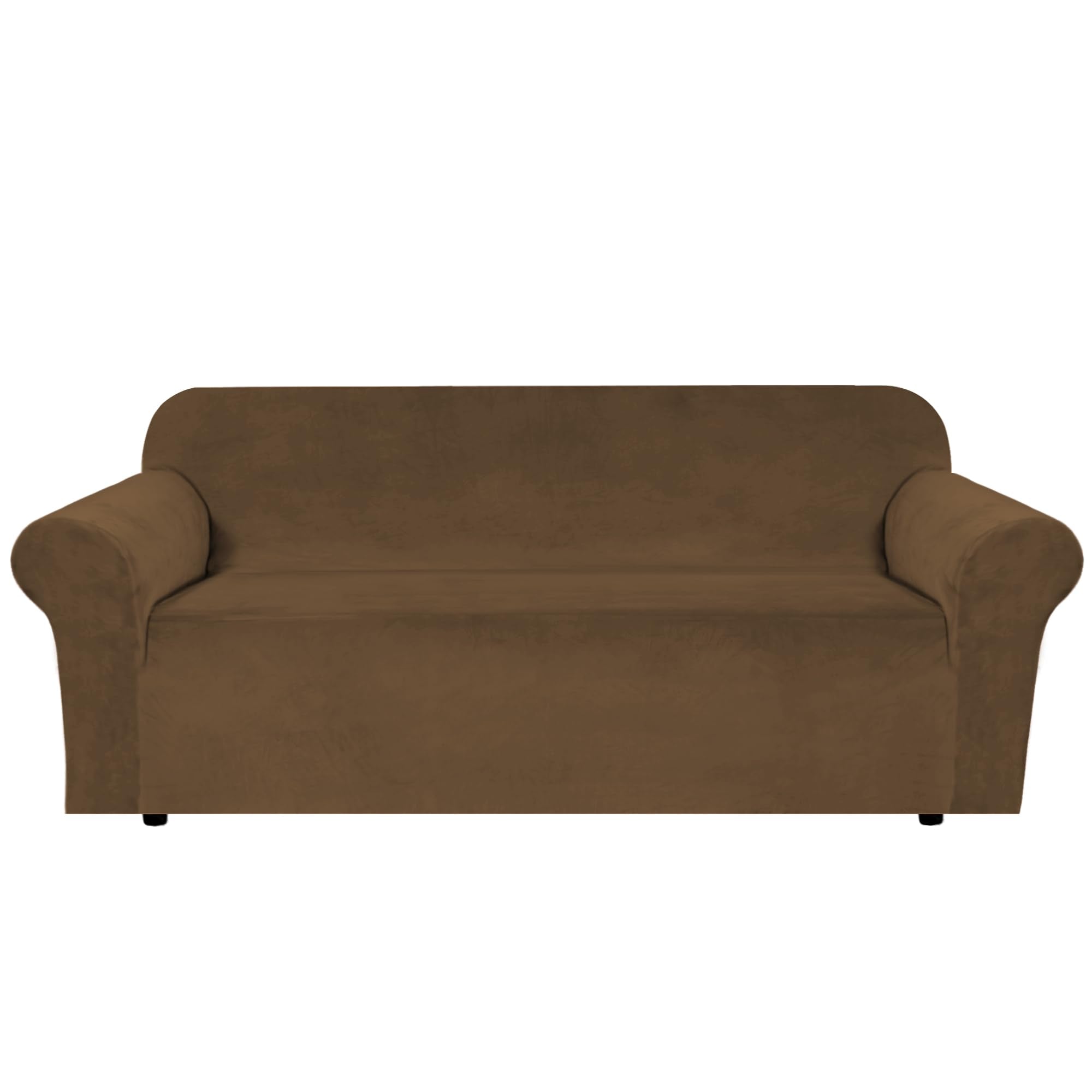 H.VERSAILTEX Stretch Velvet Sofa Covers for 3 Cushion Couch Covers Furniture Protector Soft with Non Slip Elastic Bottom, Crafted from Thick Comfy Rich Velour (Large Sofa 90"-97", Bronze Brown)